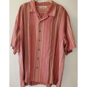 Tommy Bahama Pink Striped Casual Button Down Shirt